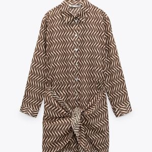 ZARA PRINT DRESS WITH KNOT NWT